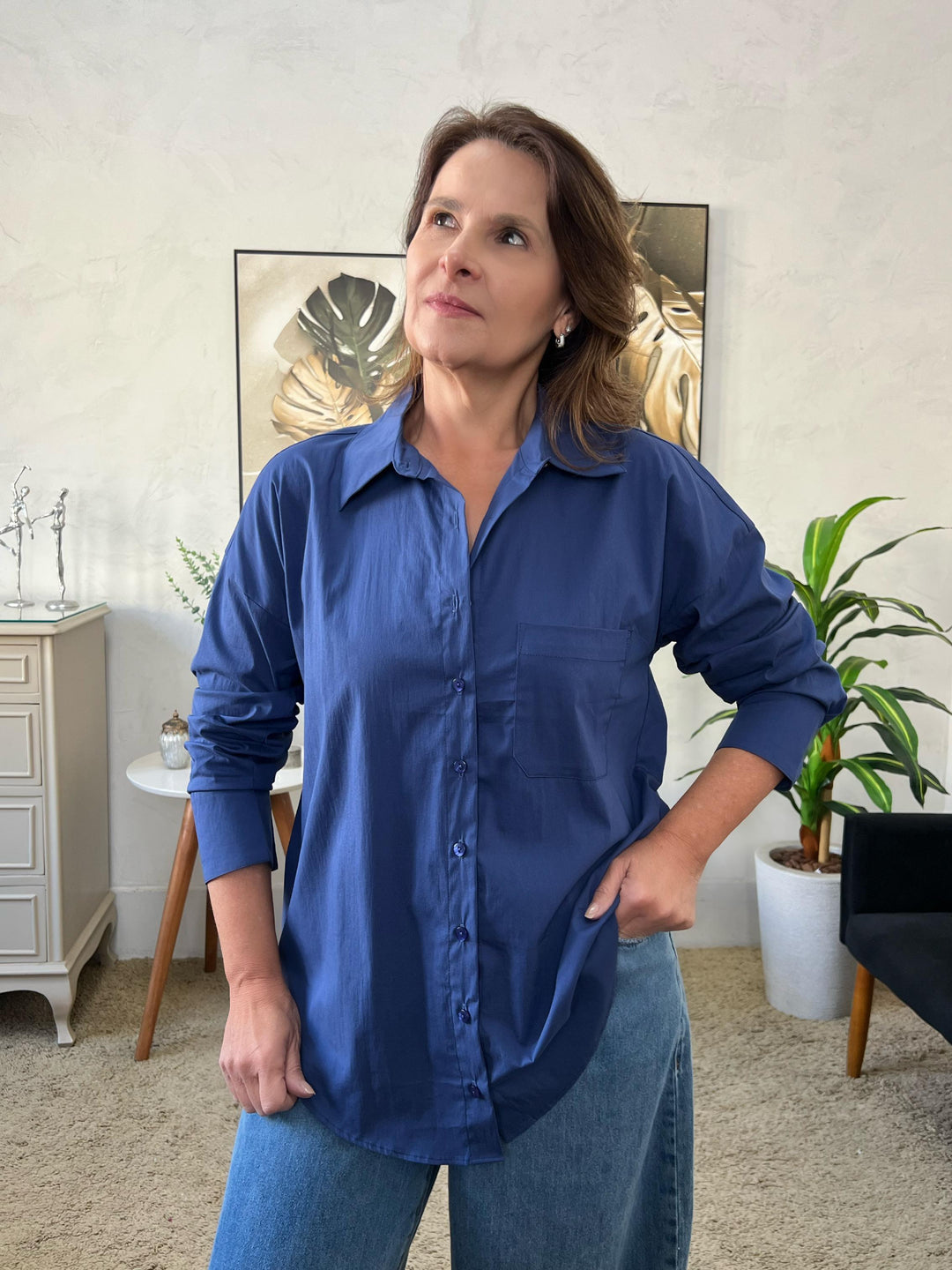 Camisa Helena Over Size - Azul