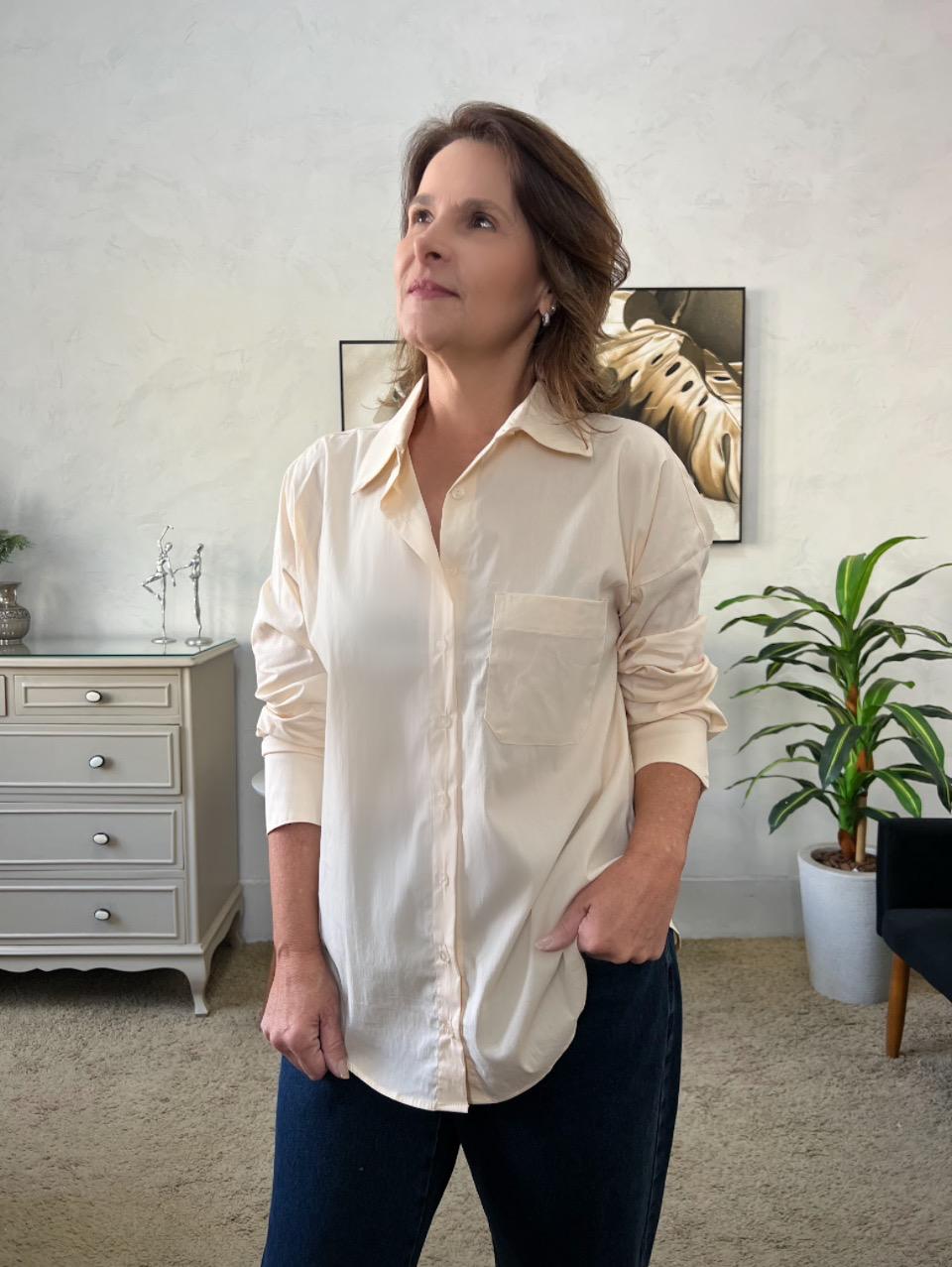 Camisa Helena Over Size - Bege