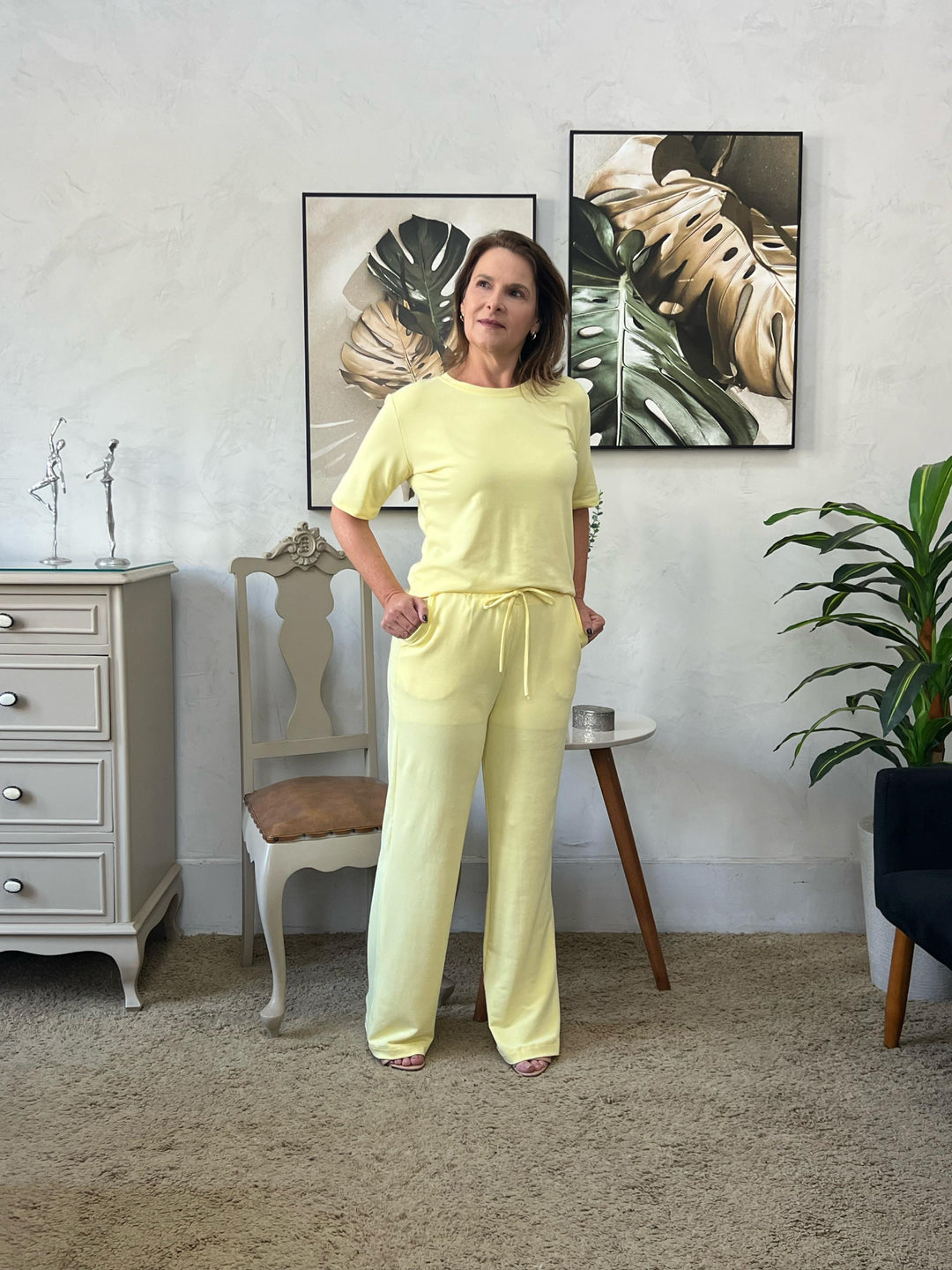 Conjunto Rosana Calça e Blusa em Moletinho - Amarelo