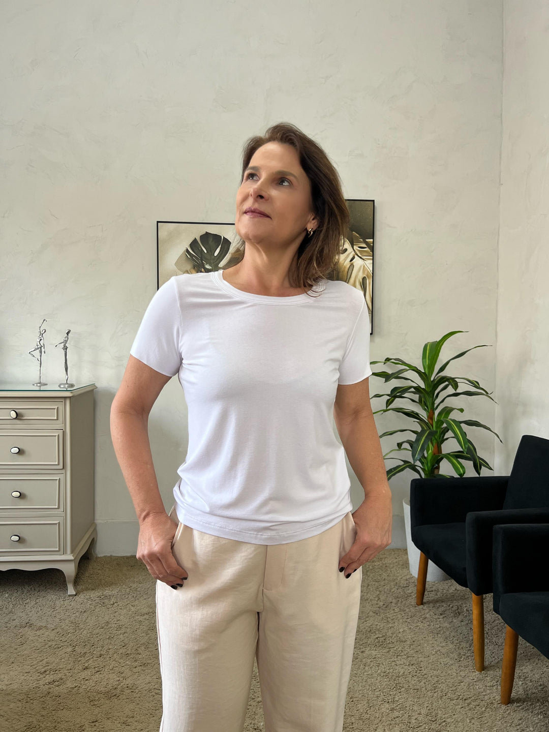 Tshirt Natália Gola Dupla - Branca
