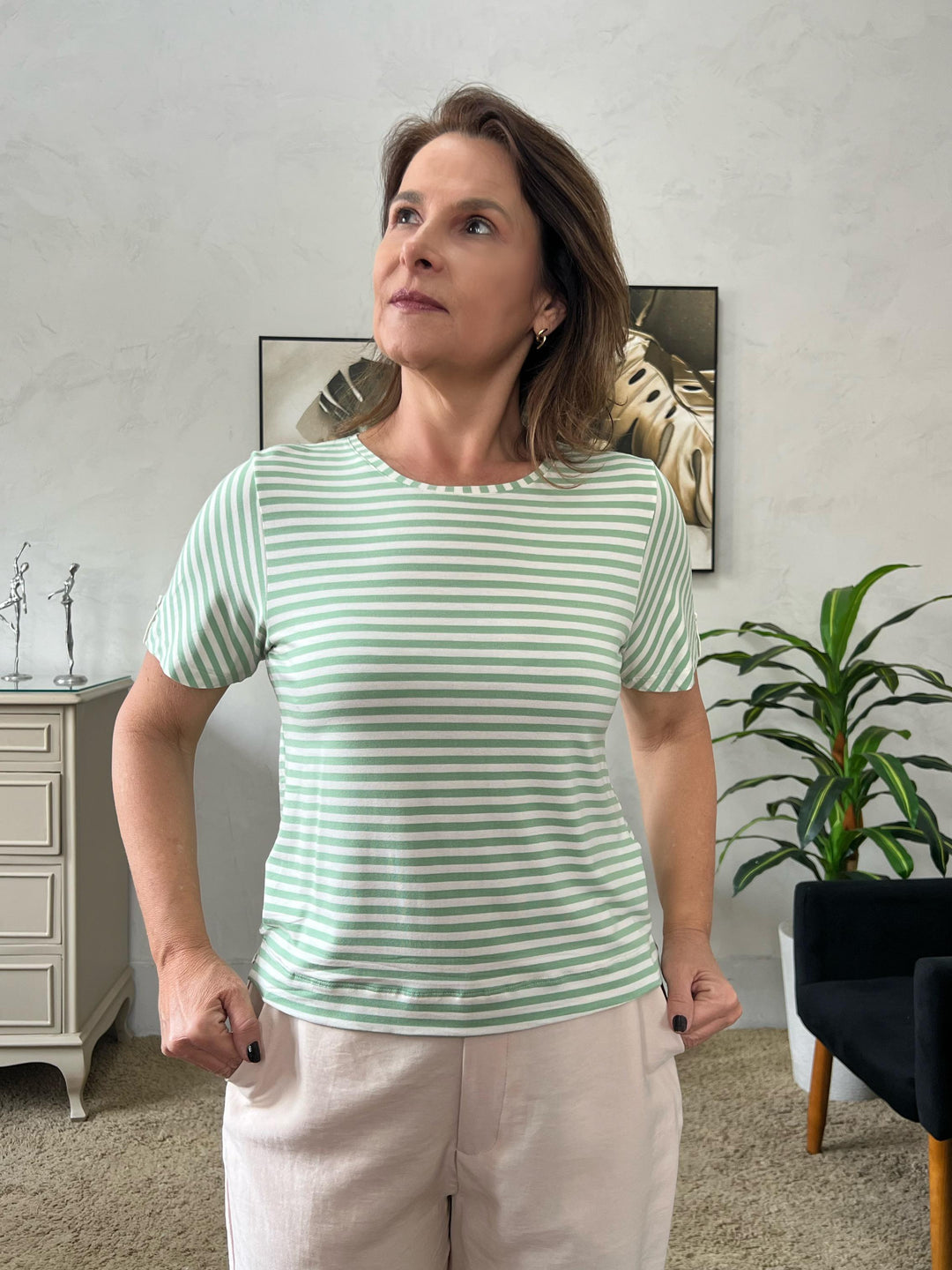 Tshirt Marly Listrada - Verde/Branca