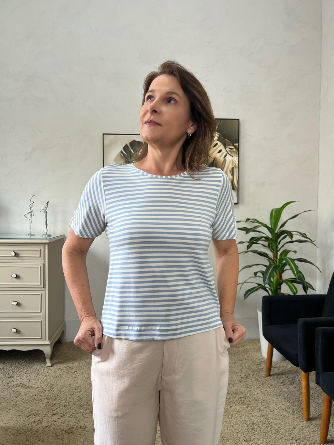 Tshirt Marly Listrada - Azul/Branco