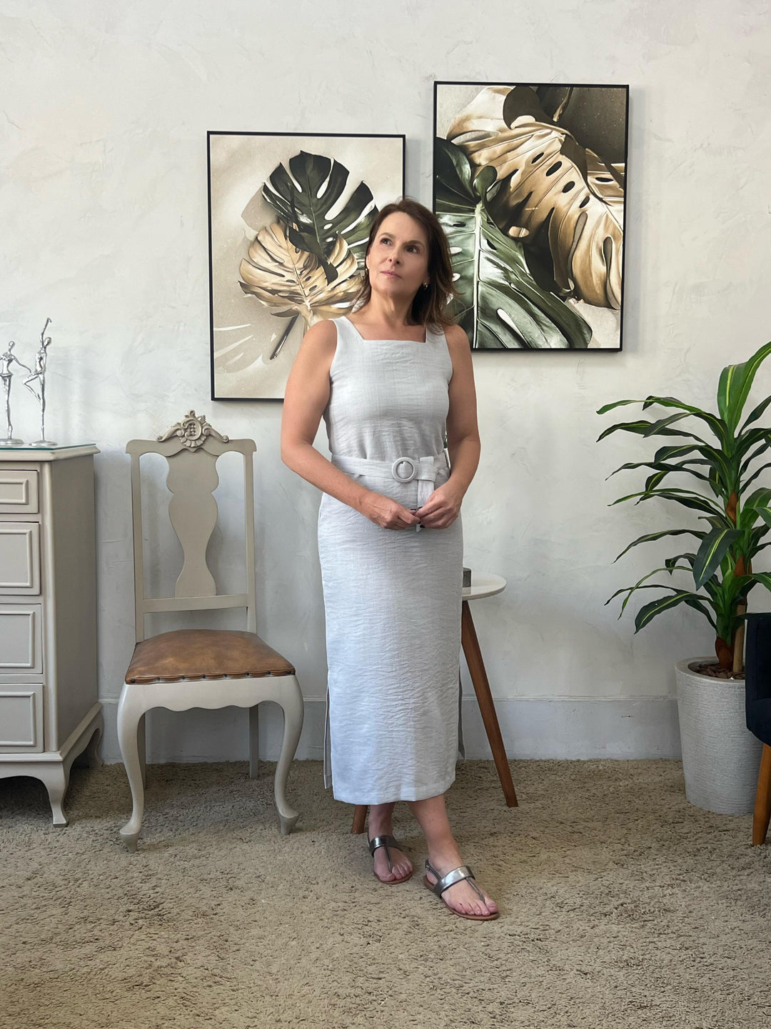 Vestido Regata Cinza Midi em Mayfer - Lídia
