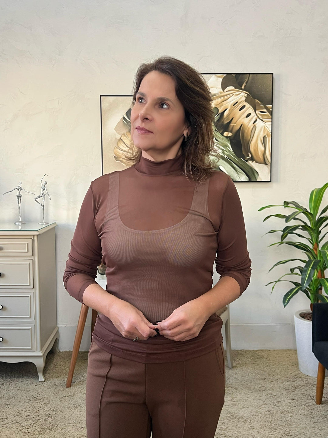 Blusa Paola em Tule - Marrom