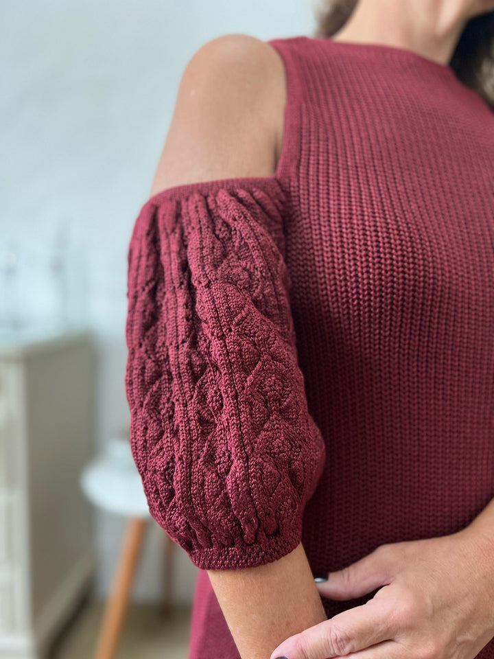 Vestido Midi Franjas Tricot Marsala - Elisa