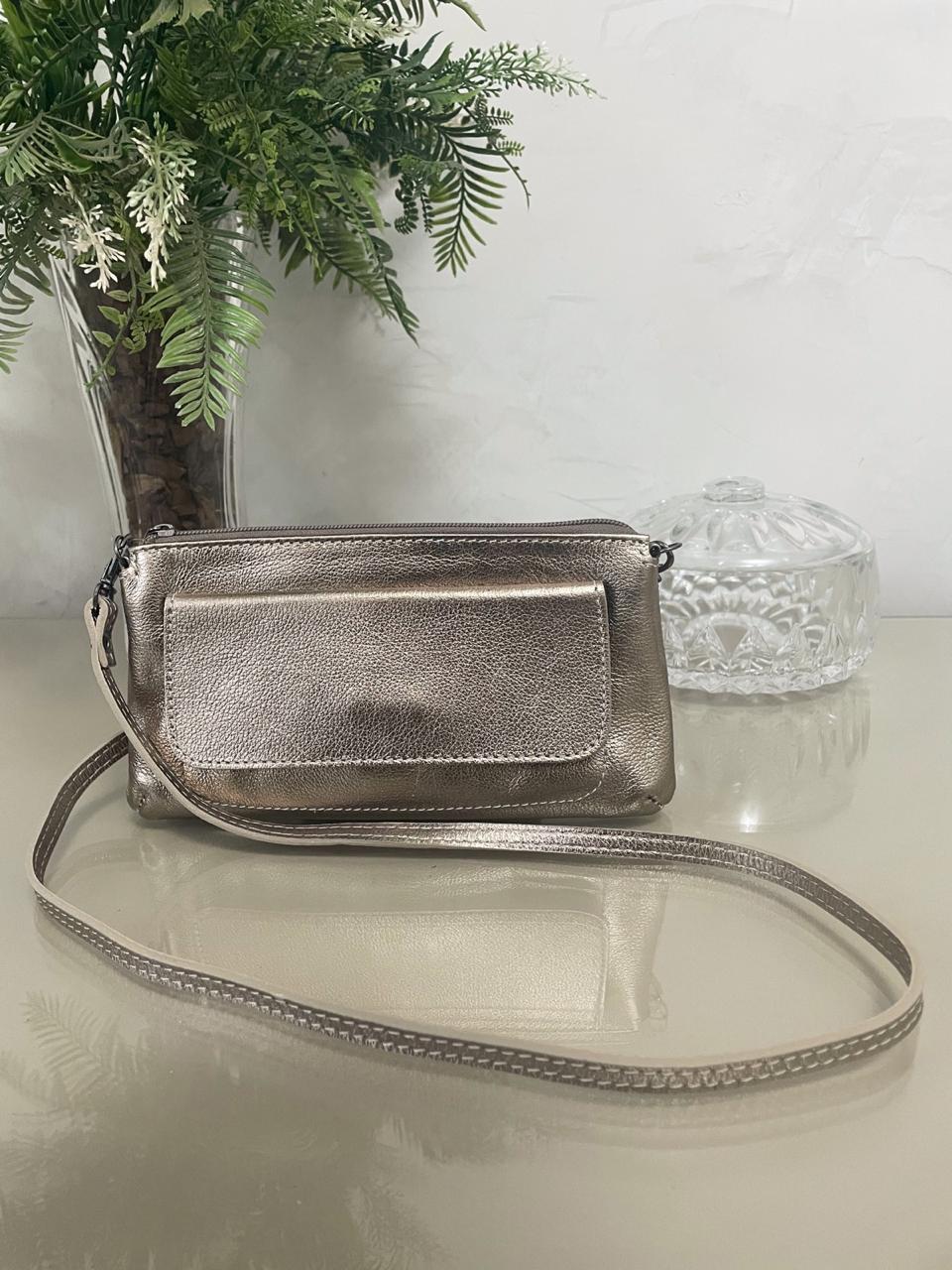 Bolsa Carteira em Couro - Bronze
