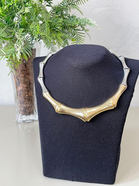 Chocker Forma Fluida de Bambu Dourado e Prata - Tereza