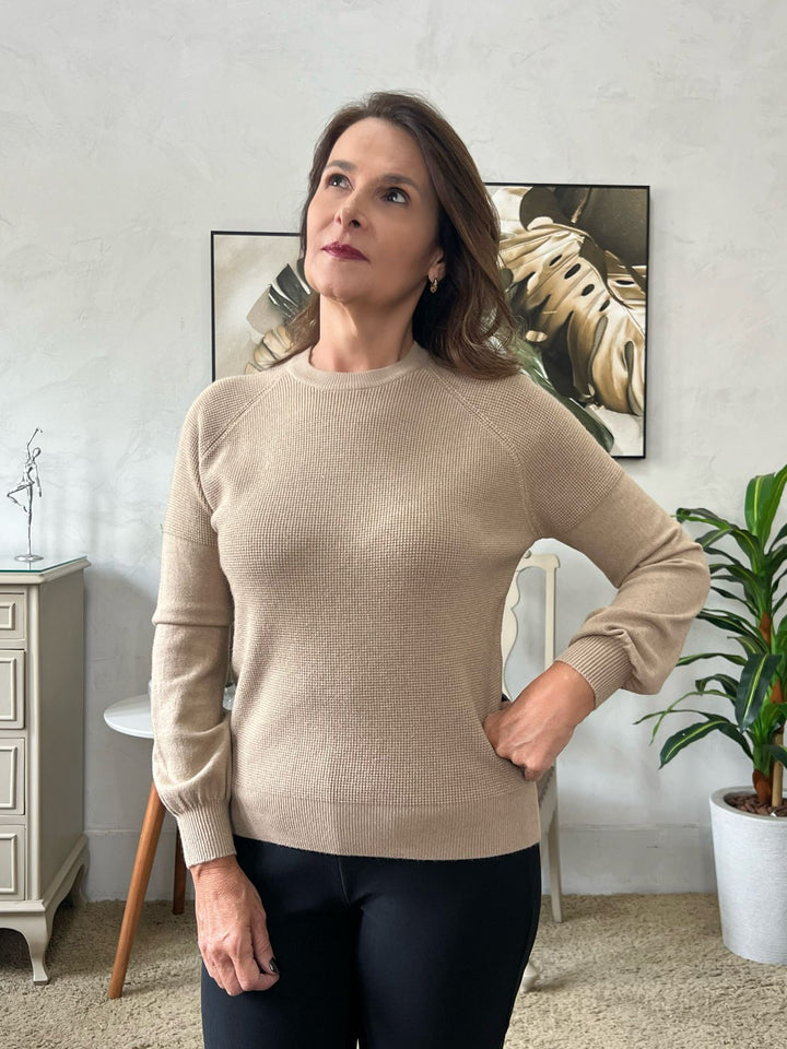 Tricot Mocha Mousse Texturizado Manga Longa - Savana