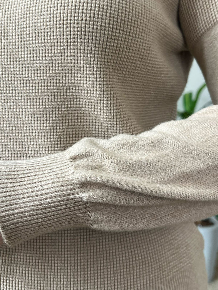 Tricot Mocha Mousse Texturizado Manga Longa - Savana