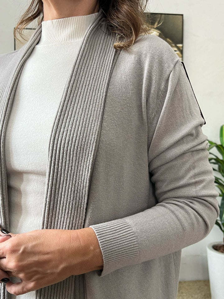 Cardigan Alongado Camel Manga Longa - Mirian