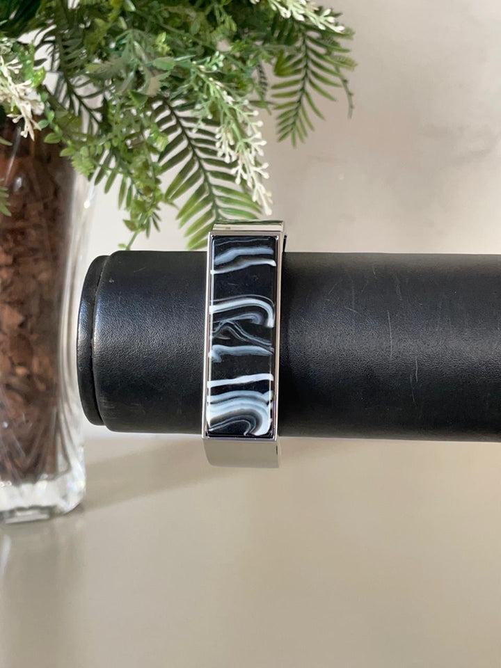 Bracelete Núbia com Pedra Mármore - Prata