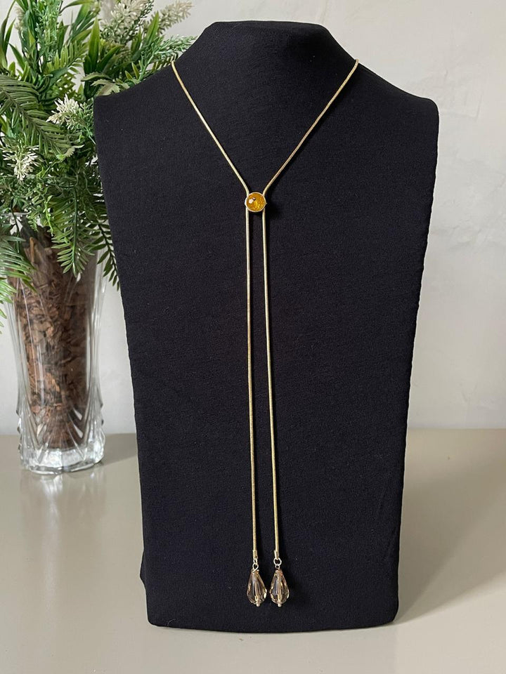 Colar Serena Âmbar Gravatinha - Dourado
