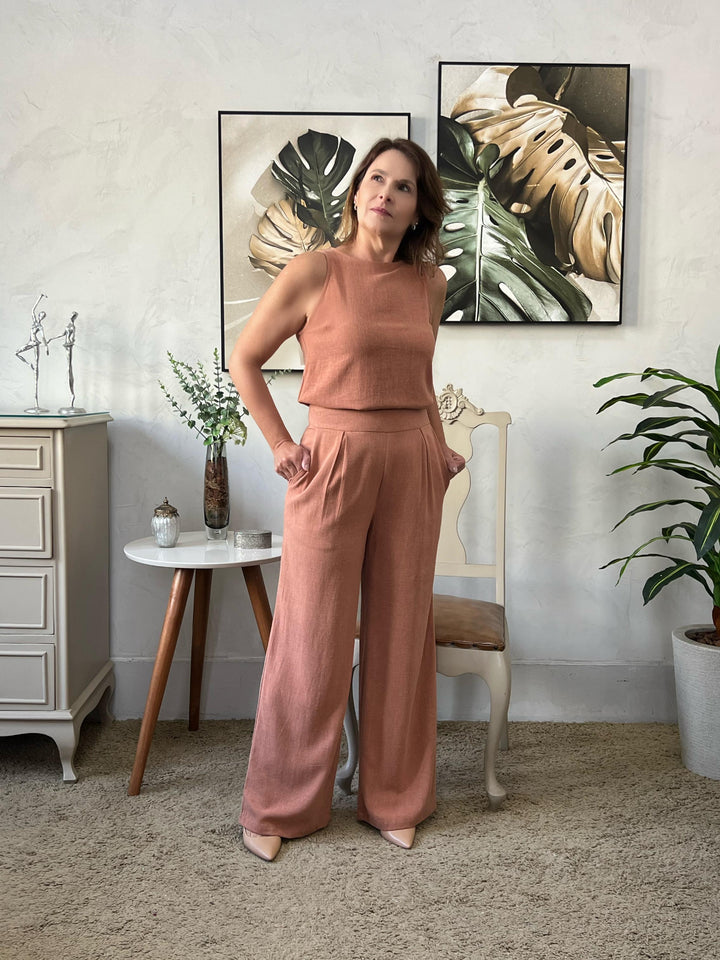 Conjunto Paloma Regata e Pantalona - Telha