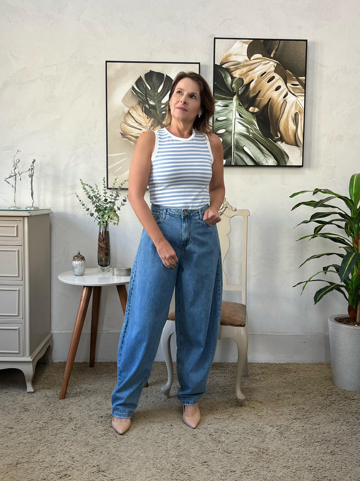 Calça Balloon Jeans Claro - Roberta
