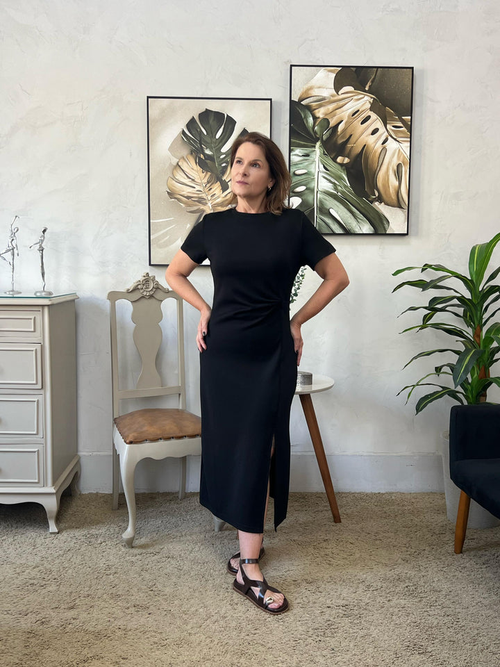 Vestido Beatriz Drapeado - Preto