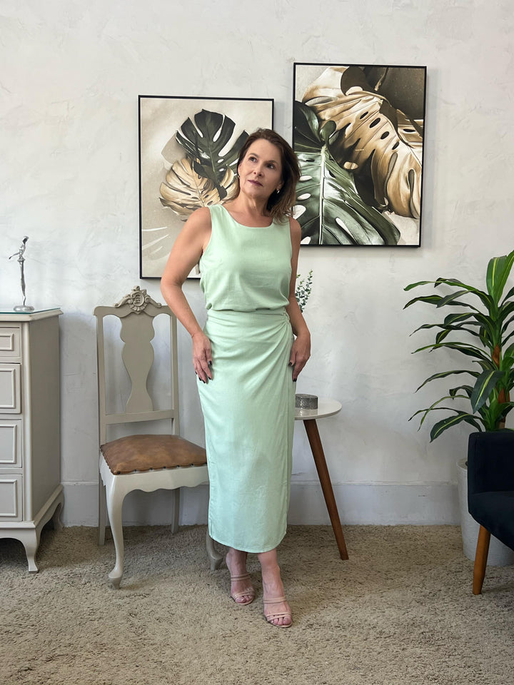 Conjunto Suely Saia e Regata Viscolinho - Verde