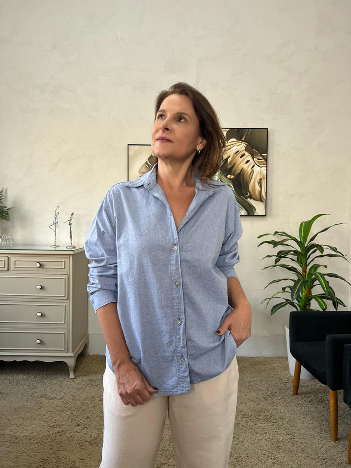 Camisa Daniela Oversized - Azul Celeste