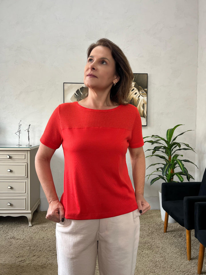 Tshirt Amanda Texturizada - Coral