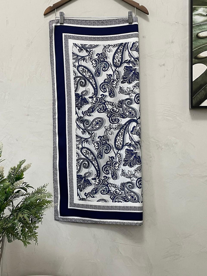 Lenço Ingrid Acetinado Estampado - Azul