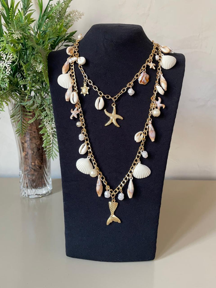 Colar Cora Conchas Duplo - Dourado