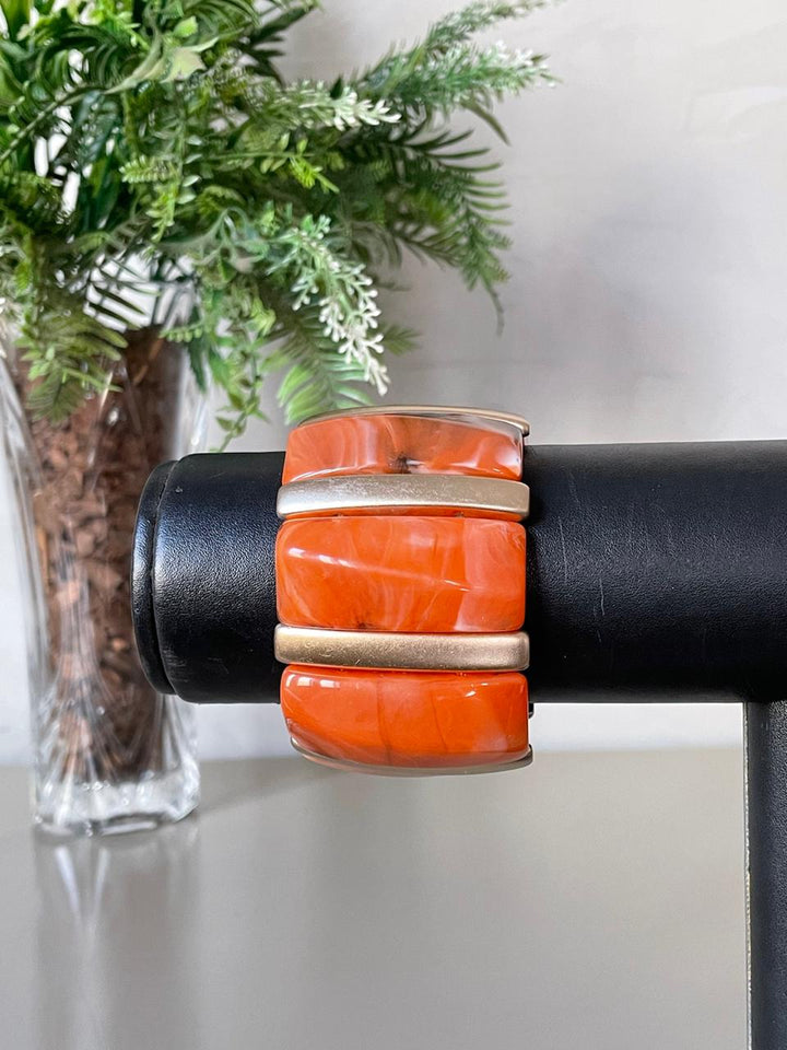 Bracelete Aurea - Salmão/Dourado