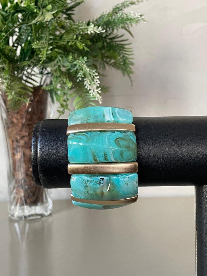 Bracelete Aurea - Verde água/Dourado