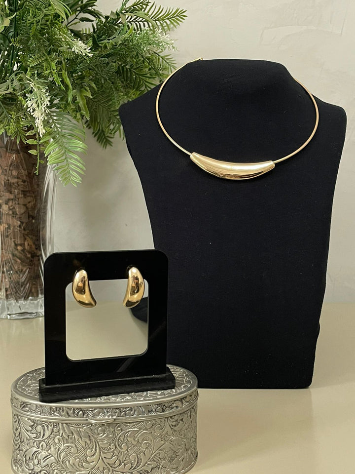 Conjunto Fabíola Choker e Brinco - Dourado