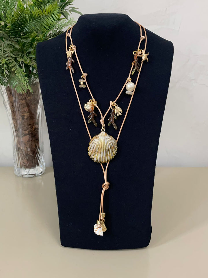 Colar Micaela Longo Conchas - Dourado