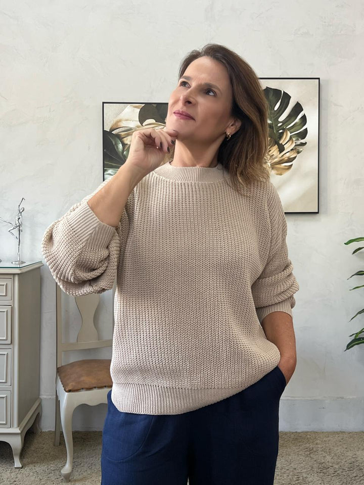 Tricot Graziela Manga Longa - Areia