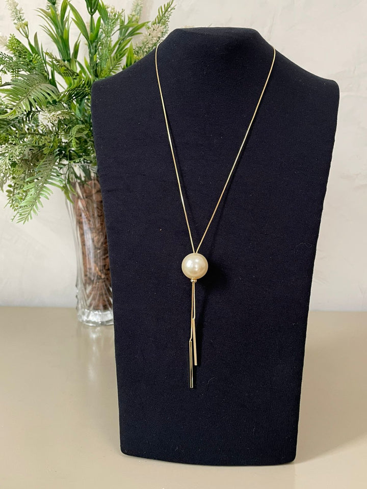 Colar Sheila Gravatinha com Pingente Pérola - Dourado