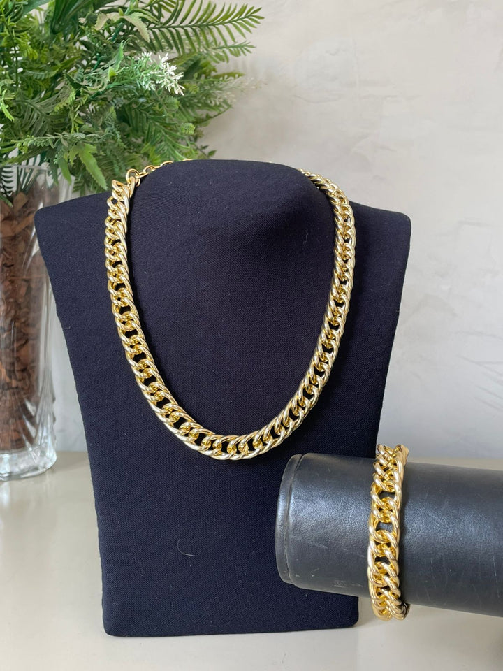 Conjunto Janaína Colar e Pulseira - Dourado