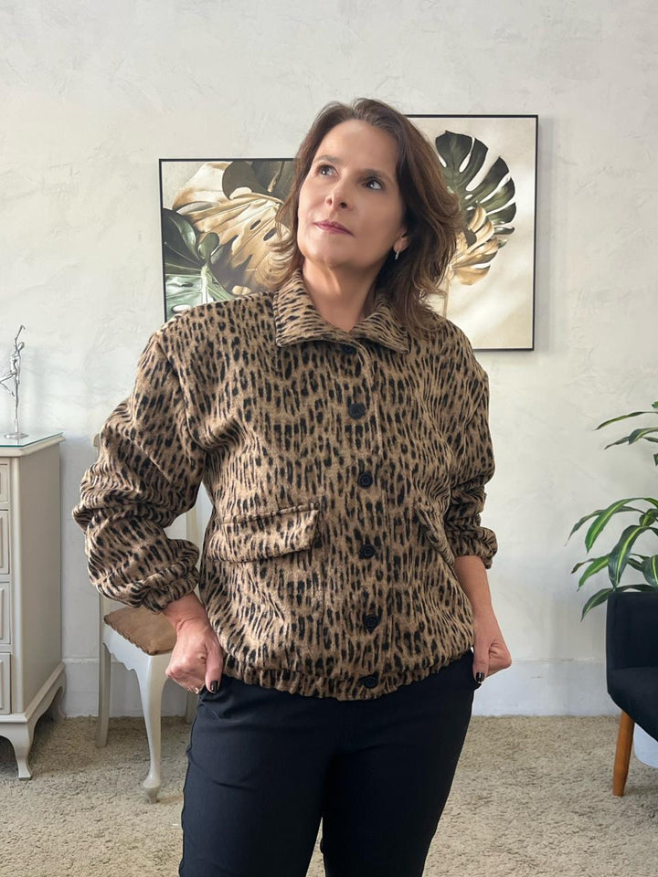 Jaqueta Marly com Bolso - Animal Print