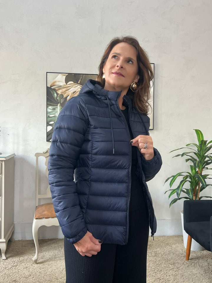 Jaqueta Alana Puffer com Capuz - Marinho