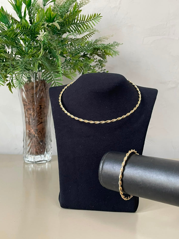 Conjunto Paula Choker e Bracelete - Dourado