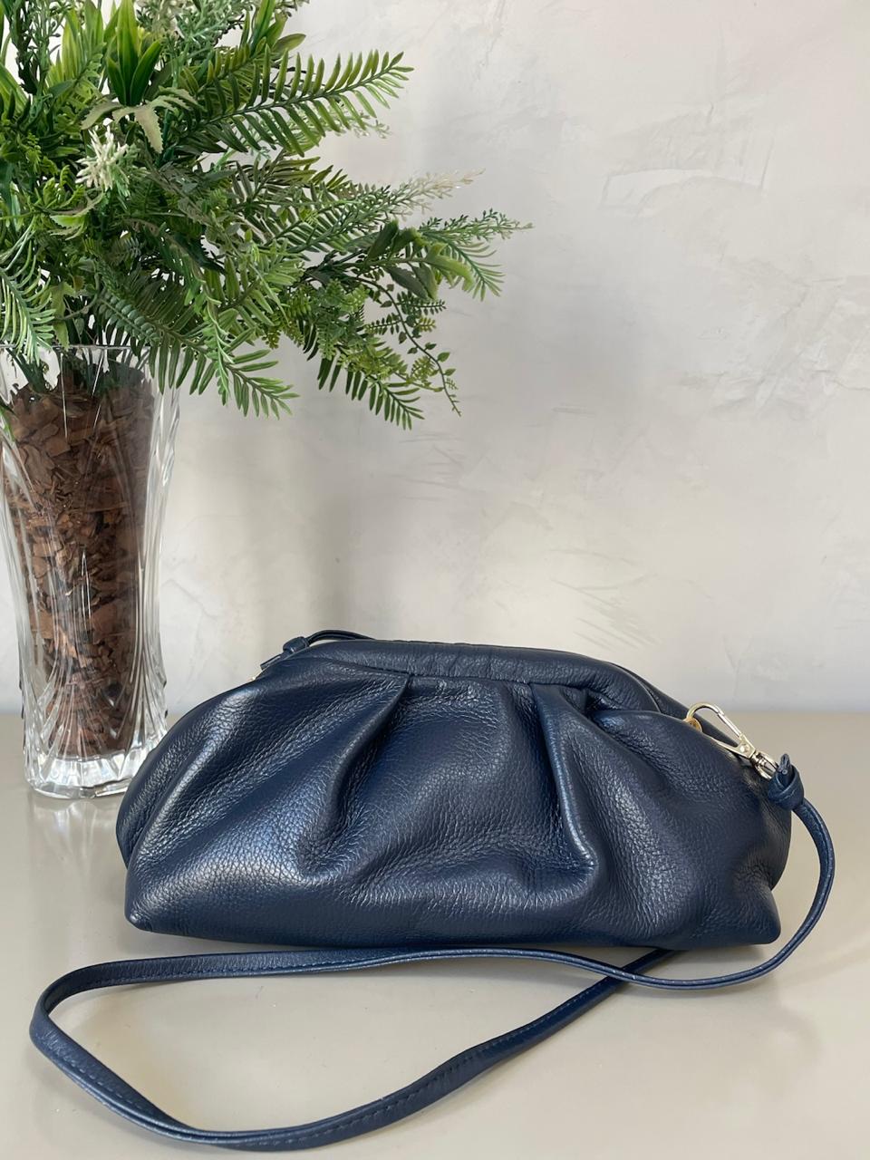 Bolsa Iara em Couro - Azul Marinho