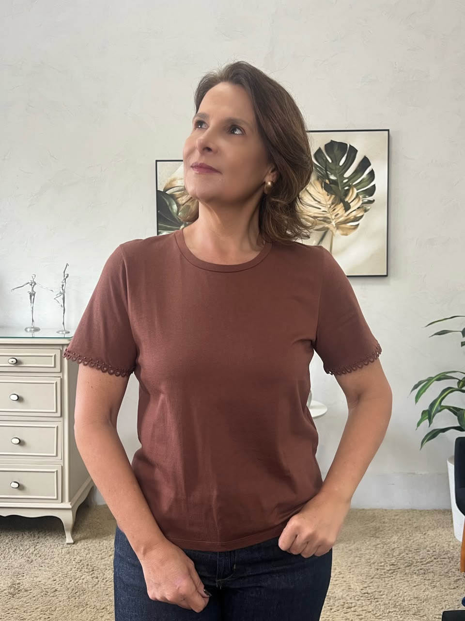 Tshirt Amélia Com Sianinha - Marrom