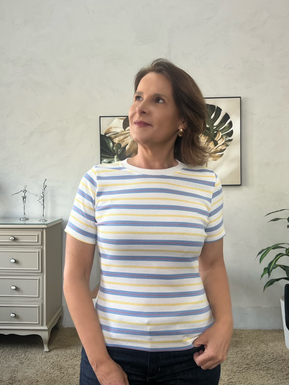 Tshirt Joyce - Azul Claro/Amarelo/Vermelho