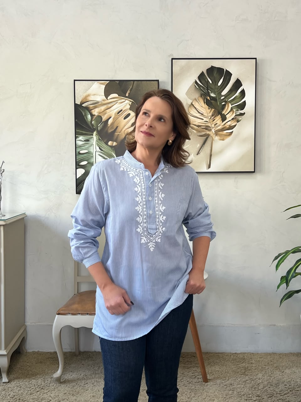 Bata Agatha Algodão - Azul