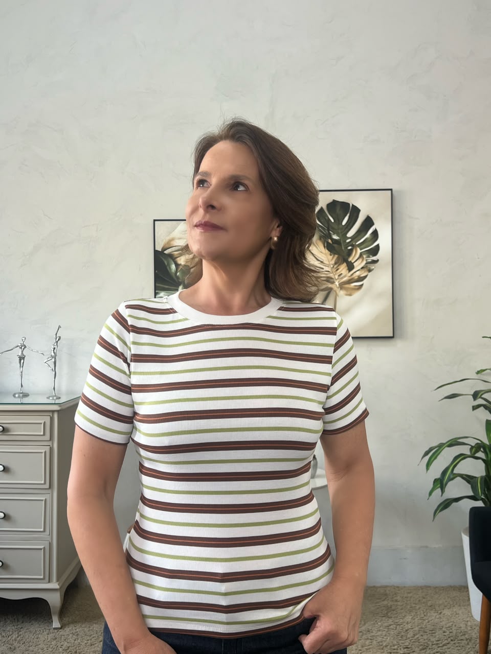 Tshirt Joyce - Marrom/verde/Terracota