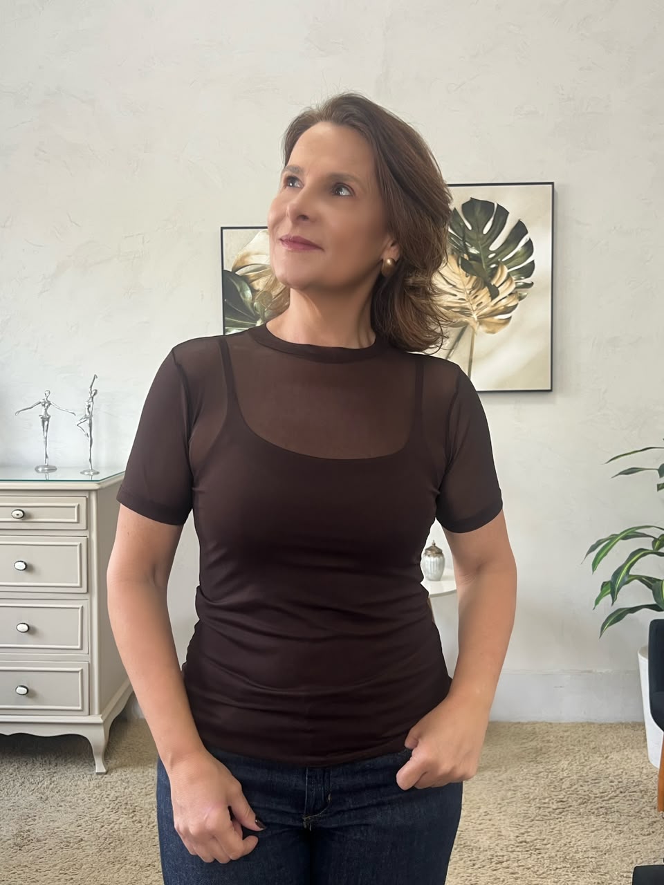 Blusa Inah - Tule Marrom