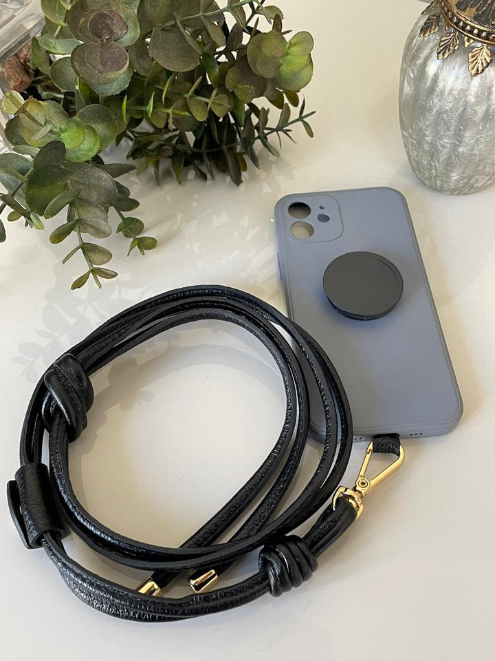 Acessório para Celular em Couro - Preto
