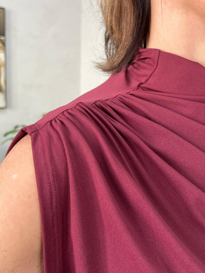 Conjunto Fluity Borgonha Regata Drapeada e Calça Reta - Andrea