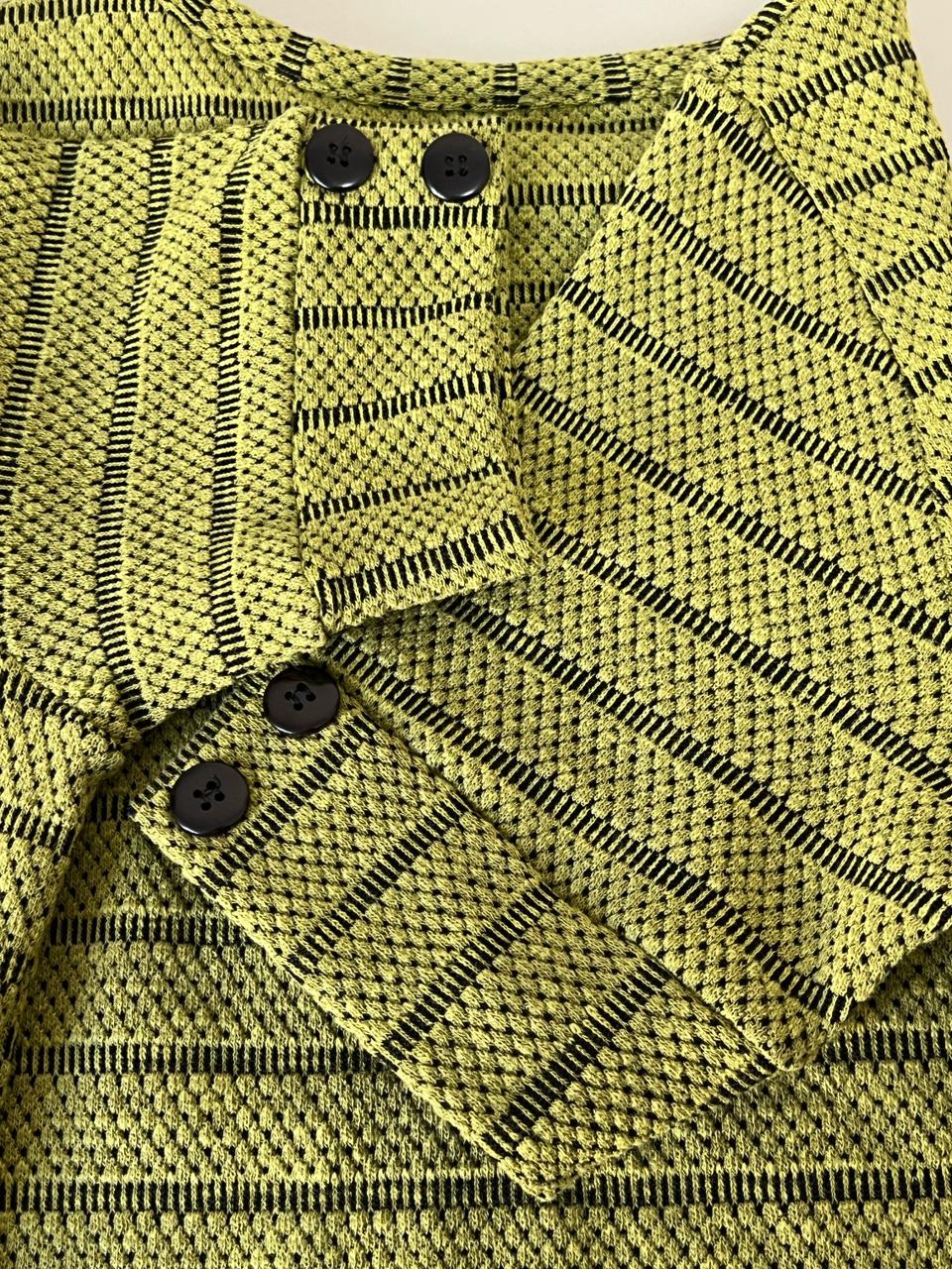 Vestido Midi Manga Curta Malha Jacquard Verde - Telma