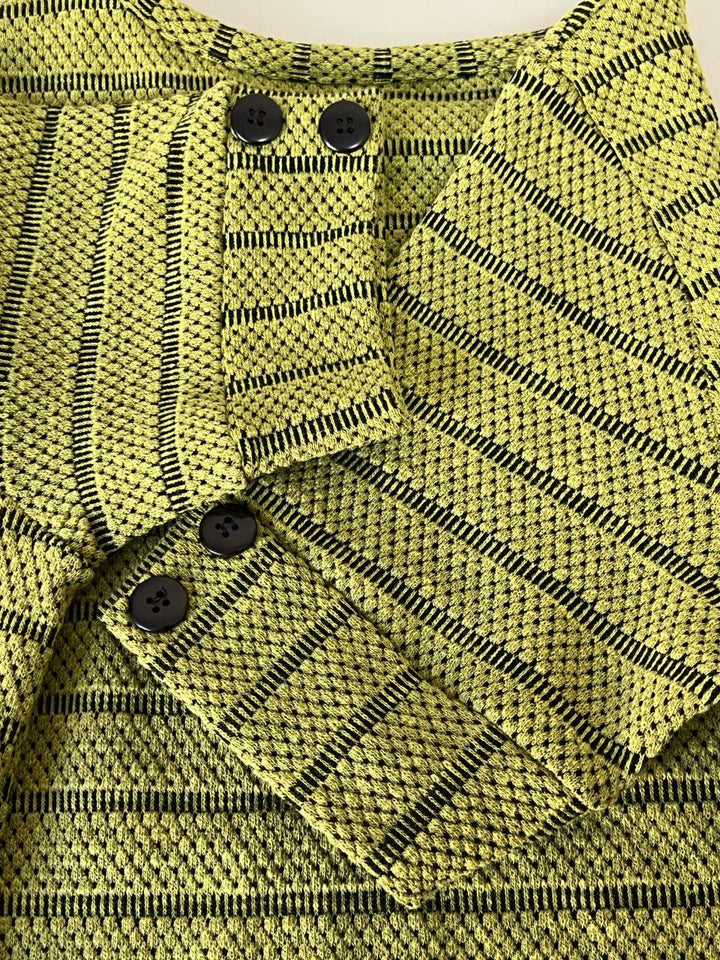 Vestido Midi Manga Curta Malha Jacquard Verde - Telma
