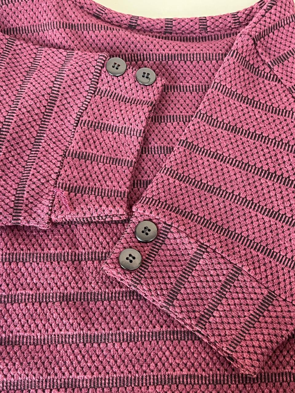 Vestido Midi Manga Curta Malha Jacquard Uva - Telma