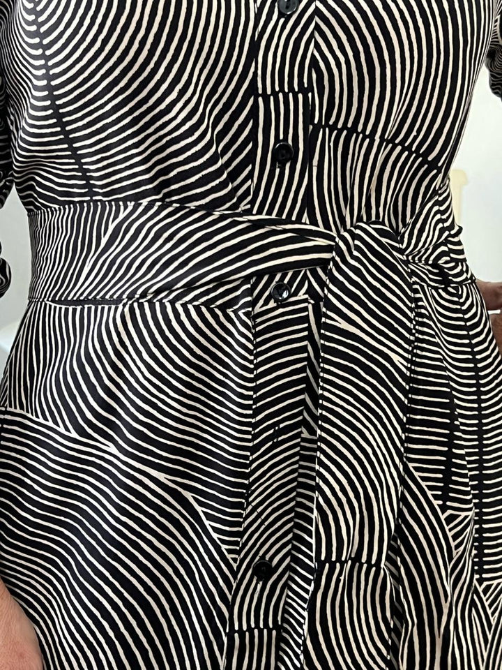 Vestido Chemise Manga Longa Estampada - Paula