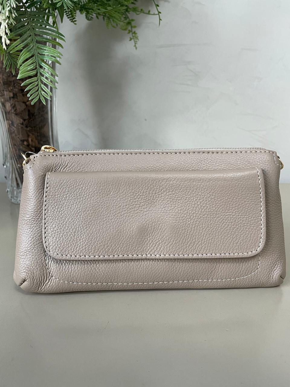 Bolsa Carteira em Couro - Nude