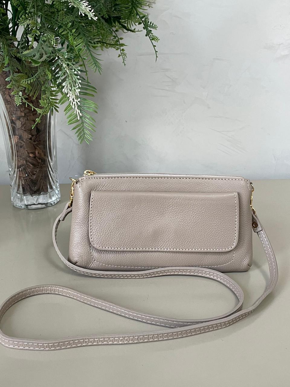 Bolsa Carteira em Couro - Nude