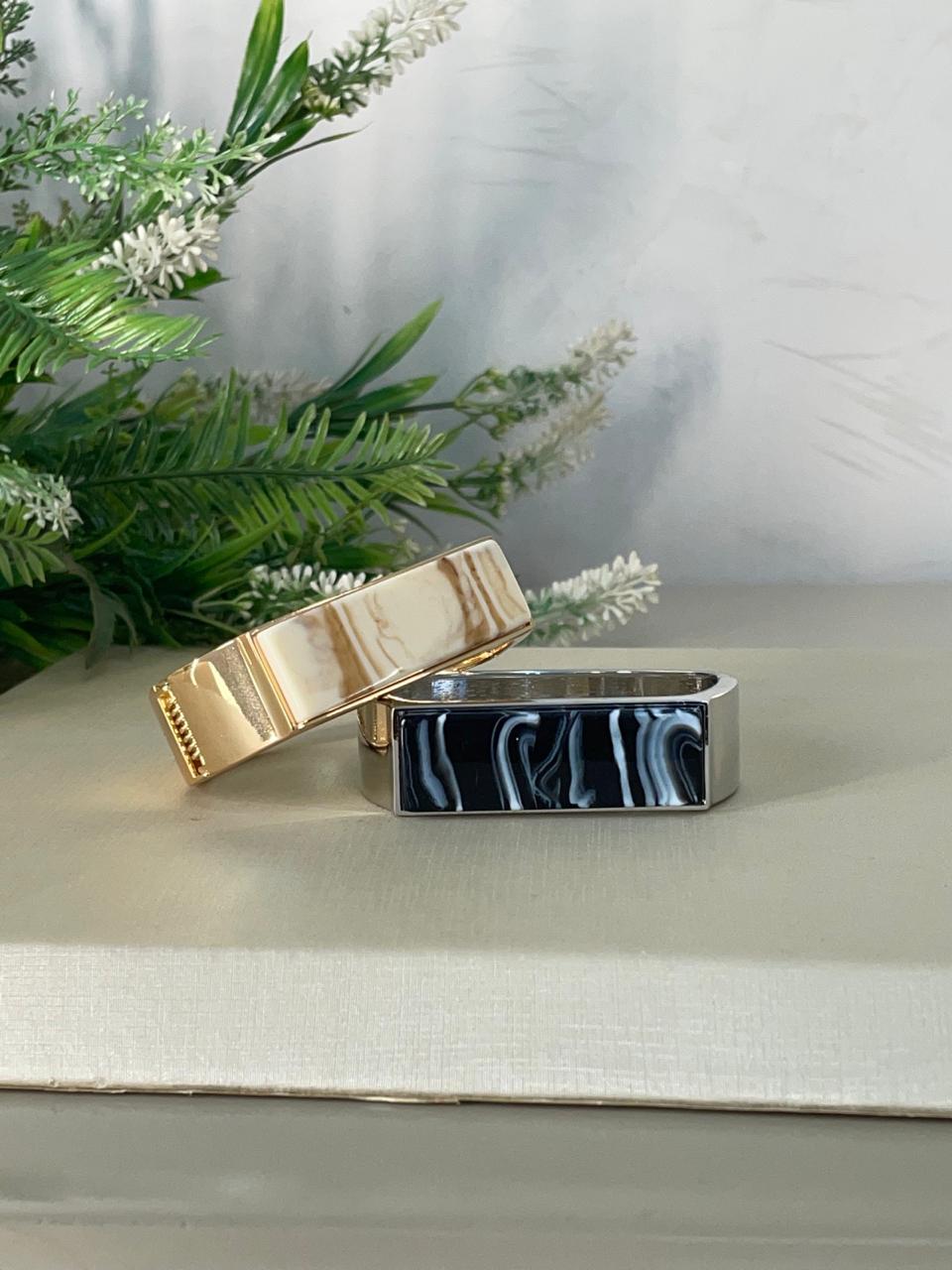 Bracelete Núbia com Pedra Mármore - Prata