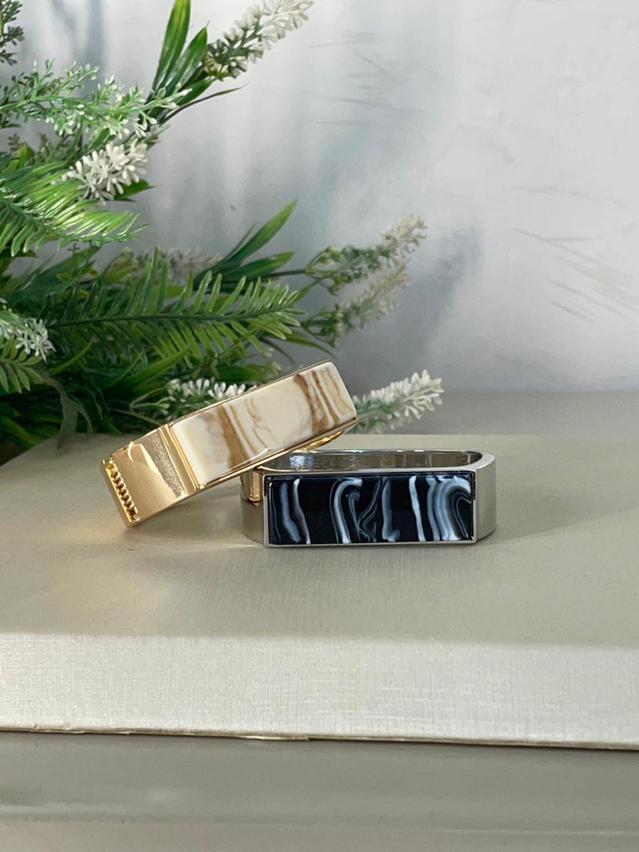 Bracelete Núbia com Pedra Mármore - Prata